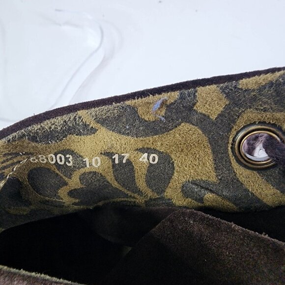 FLY London Yebi Espresso Suede Ruched Ankle Boots with Tie EU 40 US 10 Wedge - Picture 14 of 15